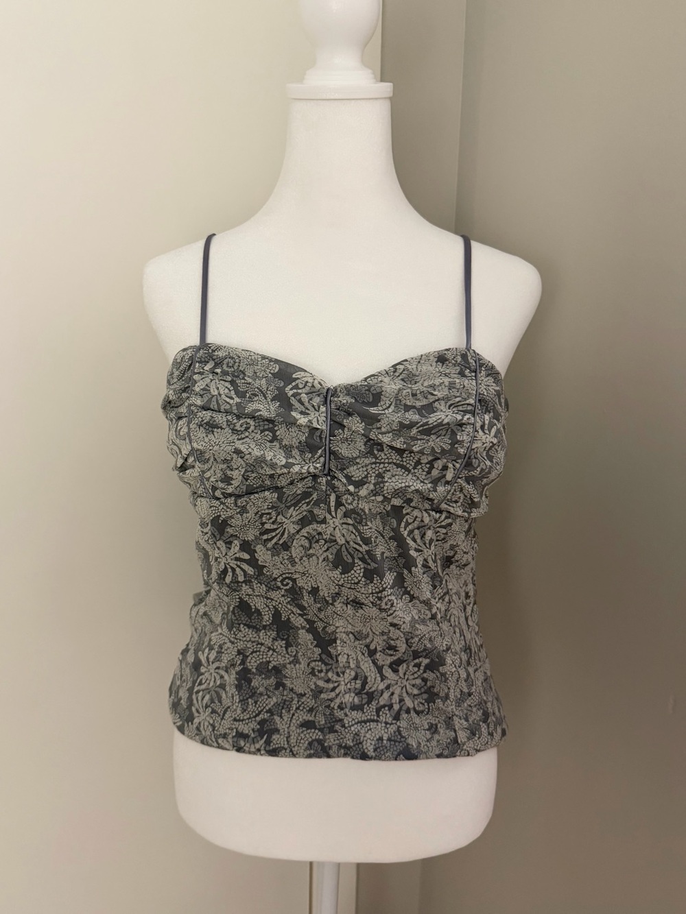 Y2K Studio Y Gray Floral Corset Camisole Tank